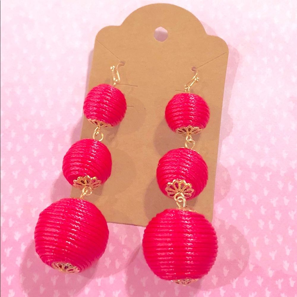 Pink and gold bauble earrings